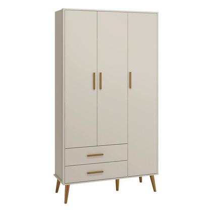 Imagem de Quarto de Bebê Isis 3 Portas com Gaveteiro Areia Acetinado - Reller