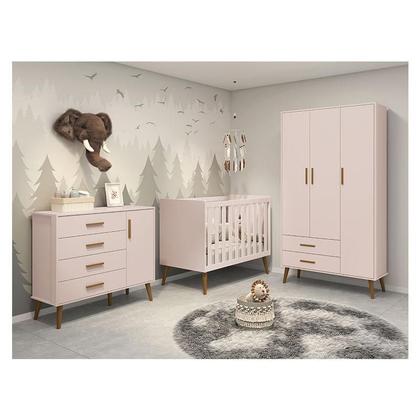 Imagem de Quarto de Bebê Isis 3 Portas Rosa Acetinado - Reller