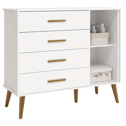 Imagem de Quarto de Bebê Isis 4 Portas Branco Acetinado - Reller
