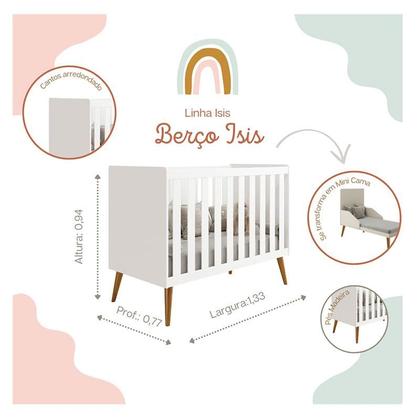 Imagem de Quarto de Bebê Isis 4 Portas Branco Acetinado - Reller