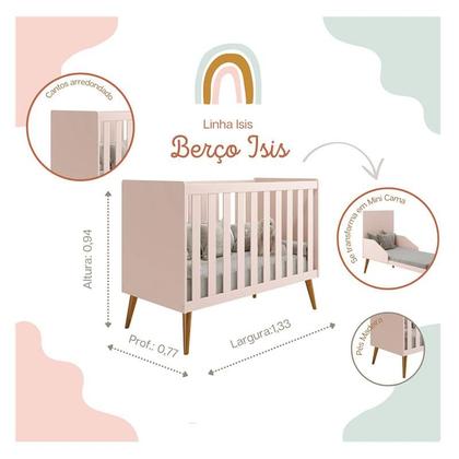 Imagem de Quarto de Bebê Isis 4 Portas com Gaveteiro Rosa Acetinado - Reller