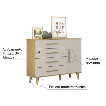 Imagem de Quarto de Bebê Ludmila Off White Bétula com Colchão Ortobom - Carolina Baby