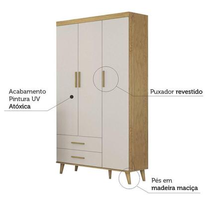 Imagem de Quarto de Bebê Ludmila Off White Bétula com Colchão Ortobom - Carolina Baby