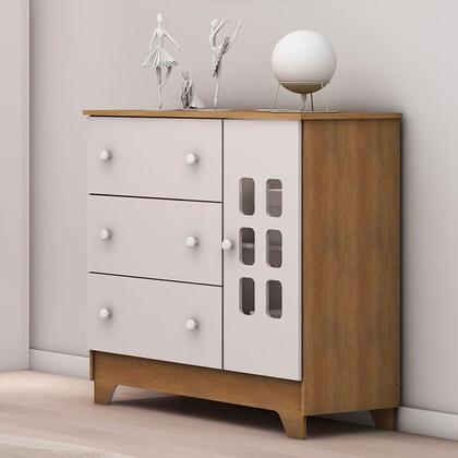 Imagem de Quarto de Bebê Malu Branco Acetinado Bétula com Colchão Ortobom  Carolina