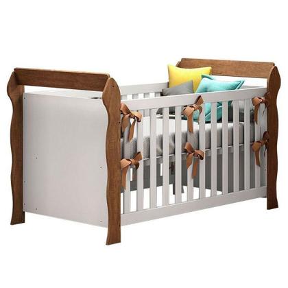 Imagem de Quarto De Bebê Mariah 3 Portas Com Berço Lara Branco Acetinado Amadeirado - Carolina