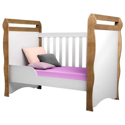 Imagem de Quarto de Bebê Mariah 3P com Berço Mirelle Branco Acetinado Amadeirado com Colchão - Carolina