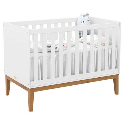 Imagem de Quarto De Bebê Nature Clean 4 Portas Com Berço Unique Branco Soft Eco Wood E Colchão Ortobom  Matic