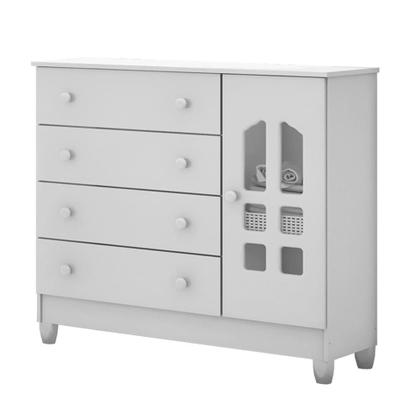 Imagem de Quarto de Bebê New Selena 4 Portas com Cômoda Selena e Berço Mirelle Branco Brilho  Carolina Móveis