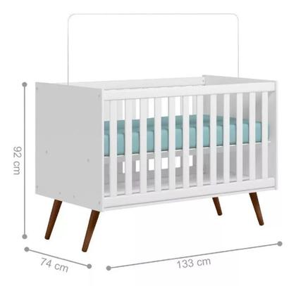 Imagem de Quarto De Bebê Q Encanto Retrô Branco Brilho Com Colchão - Qmovi