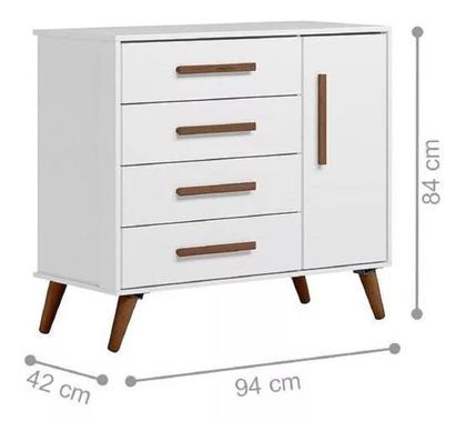 Imagem de Quarto De Bebê Q Encanto Retrô Branco Brilho Com Colchão - Qmovi