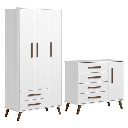 Imagem de Quarto De Bebê Q Encanto Retrô Branco Brilho Com Colchão - Qmovi