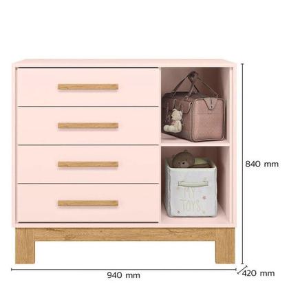 Imagem de Quarto De Bebê Q Encanto Slim Rosa Acetinado Com Colchão Tend Tudo - Qmovi