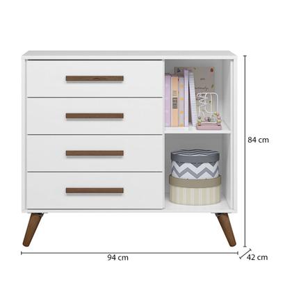Imagem de Quarto de Bebê Qencanto com Roupeiro e Cômoda Qmovi Branco