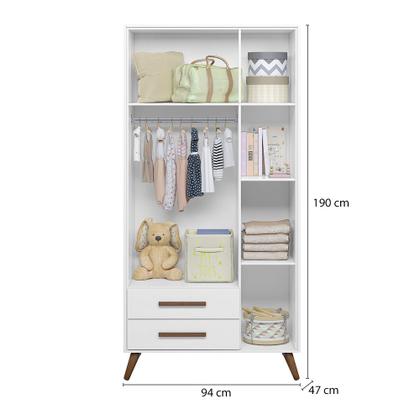 Imagem de Quarto de Bebê Qencanto com Roupeiro e Cômoda Qmovi Branco