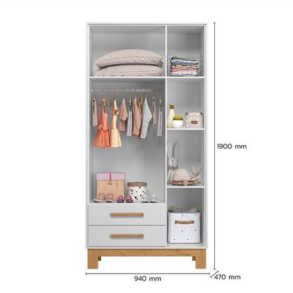 Imagem de Quarto de Bebê Qencanto Slim com Roupeiro 4340 e Berço Mini Cama 4315 Qmovi Branco Acetinado