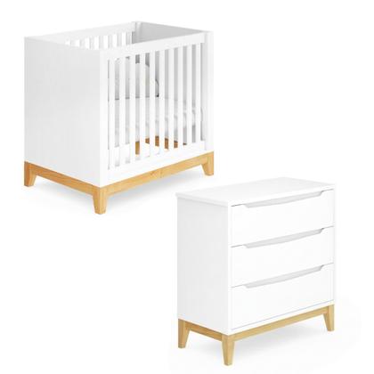 Imagem de Quarto De Bebê Retrô Berço Médio E Cômoda Amor Perfeito Cor Branco