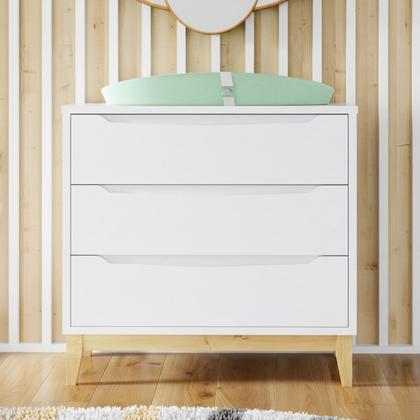 Imagem de Quarto De Bebê Retrô Berço Médio E Cômoda Amor Perfeito Cor Branco