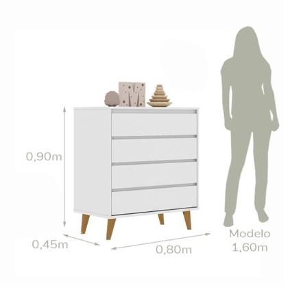 Imagem de Quarto de Bebê Retrô Lorena Berço 3 em 1 Ludmila Cômoda Infantil Branco Carolina Baby