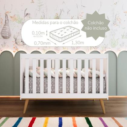 Imagem de Quarto de Bebê Retrô Lorena Berço 3 em 1 Ludmila Cômoda Infantil Branco Carolina Baby
