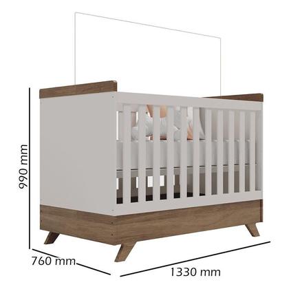 Imagem de Quarto de Bebê Retrô Maya com Berço Americano Vitória Off White Carvalho  Carolina