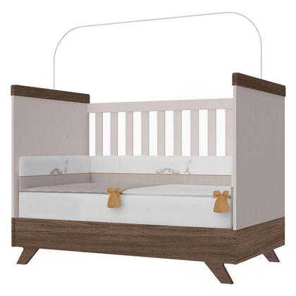 Imagem de Quarto De Bebê Retrô Maya Com Berço Americano Vitória Off White Carvalho Com Colchão Gazin  Carolina