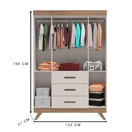 Imagem de Quarto de Bebê Retrô Maya com Berço Americano Vitória Off White Carvalho com Colchão Ortobom  Carolina