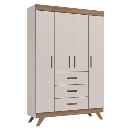 Imagem de Quarto de Bebê Retrô Maya com Berço Americano Vitória Off White Carvalho com Colchão Ortobom  Carolina