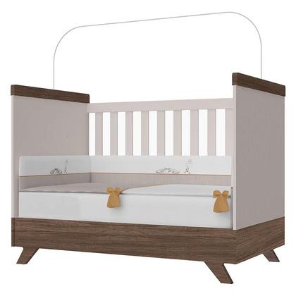 Imagem de Quarto de Bebê Retrô Maya com Berço Americano Vitória Off White Carvalho com Colchão Ortobom  Carolina