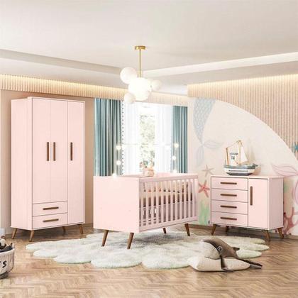 Imagem de Quarto De Bebê Retrô Rosa Com Colchão Gazin - Qmovi