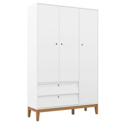 Imagem de Quarto de Bebê Unique 3 Portas com Cômoda 6 Gavetas e Painel Ripado Branco Soft Eco Wood - Matic