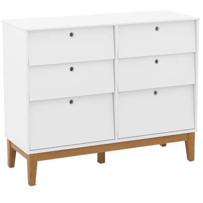 Quarto de Bebê Unique 3 Portas com Cômoda 6 Gavetas e Painel Ripado Branco Soft Eco Wood - Matic - Matic Moveis Imagem de Quarto de Bebê Unique 3 Portas com Cômoda 6 Gavetas e Painel Ripado Branco Soft Eco Wood - Matic