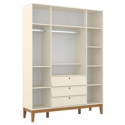 Imagem de Quarto de Bebê Unique 4 Portas com Cômoda 6 Gavetas e Painel Ripado com Led Off White Eco Wood - Matic