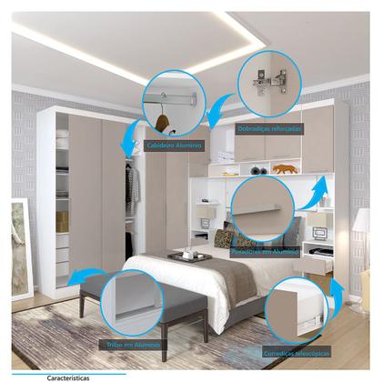 Imagem de Quarto de Canto Casal com Guarda Roupas Cabeceira e Mesas de Cabeceira Alpes Luciane Móveis