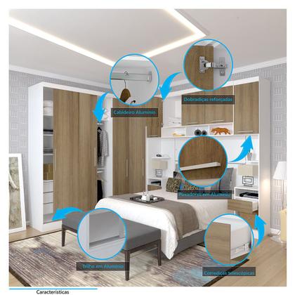 Imagem de Quarto de Canto Casal com Guarda Roupas Cabeceira e Mesas de Cabeceira Alpes Luciane Móveis