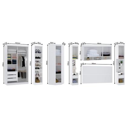 Imagem de Quarto de Canto Casal com Guarda Roupas com Espelho e Mesas de Cabeceira Alpes Luciane Móveis