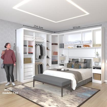 Imagem de Quarto de Canto Casal com Guarda Roupas com Espelho e Mesas de Cabeceira Alpes Luciane Móveis