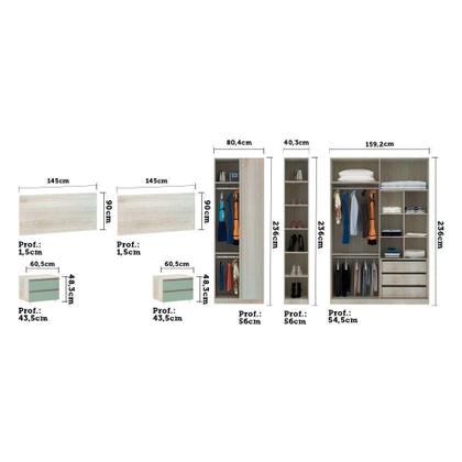 Imagem de Quarto De Casal C/ Mesa De Cabeceira, Cabeceira E Guarda Rou