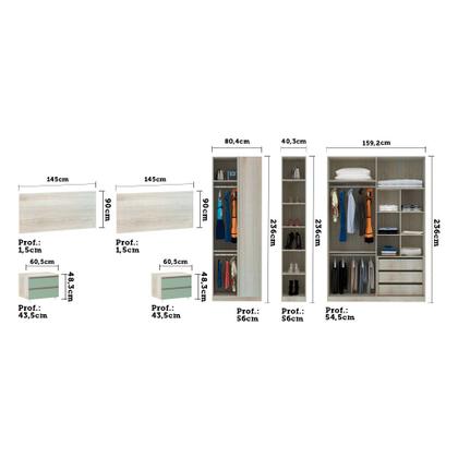 Imagem de Quarto de Casal com Mesa de Cabeceira, Cabeceira e Guarda Roupa com Espelho Prime Luciane Móveis