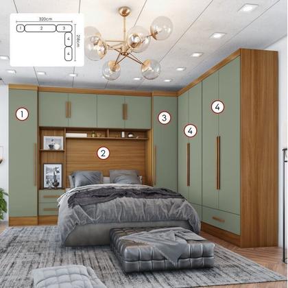 Imagem de Quarto de Casal Completo 5 Peças 6 Portas 4 Gavetas com Maleiro Smart Plus