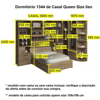 Imagem de Quarto de Casal de Canto e com Cama Baú Queen-Size 1344 Branco