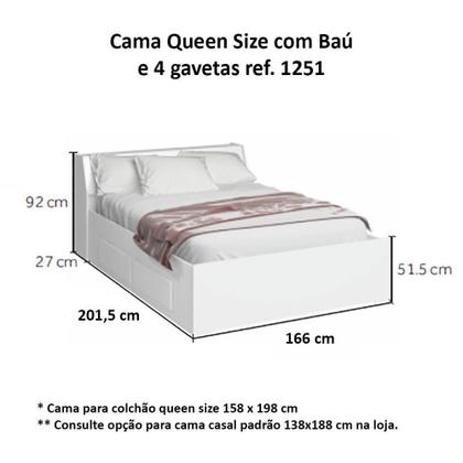 Imagem de Quarto de Casal de Canto e com Cama Baú Queen-Size 1344 Branco