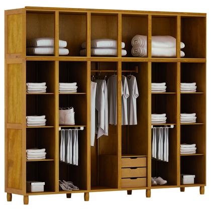 Imagem de Quarto de Casal Grécia: Guarda-Roupa 12 Portas c/ Espelho Cama Cômoda 6 Gavetas Madeira Pinus Mel - Cavazotto