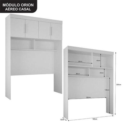 Imagem de Quarto De Casal Modulado 11 Portas Orion Branco - Leifer Móveis