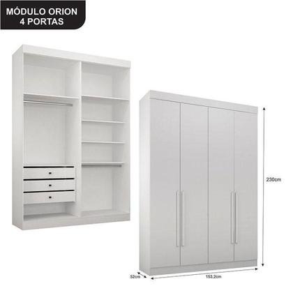 Imagem de Quarto De Casal Modulado 11 Portas Orion Branco - Leifer Móveis