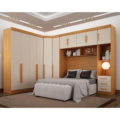 Imagem de Quarto de Casal Modulado 11 Portas Orion Cinamomo Off White - Leifer Móveis