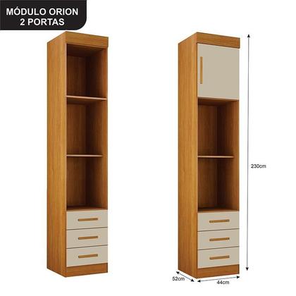Imagem de Quarto de Casal Modulado 11 Portas Orion Cinamomo Off White - Leifer Móveis