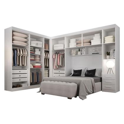 Imagem de Quarto de Casal Modulado 12 Portas Orion Branco  Leifer Móveis