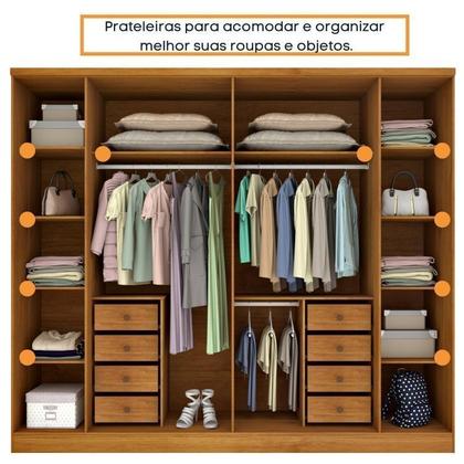 Imagem de Quarto de Casal Roupeiro 6 Portas Portugal com Pés, Cama Casal Queen, Cabeceira e Cômoda 5 Gavetas