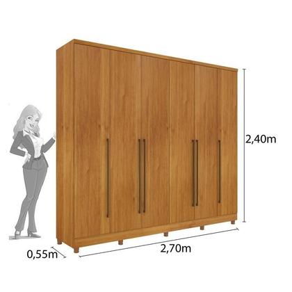 Imagem de Quarto de Casal Roupeiro 6 Portas Portugal com Pés, Cama Casal Queen, Cabeceira e Cômoda 5 Gavetas