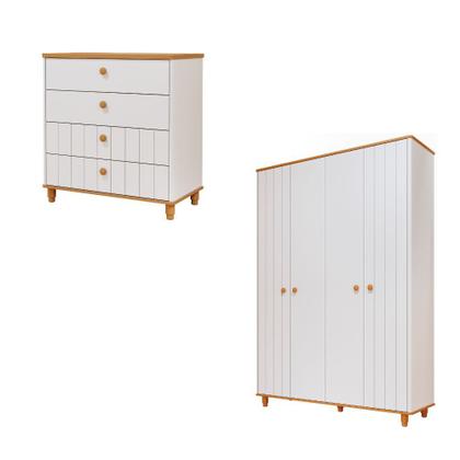Imagem de Quarto de Infantil Completo Guarda Roupa 4 Portas e Cômoda 4 Gavetas 100 MDF Lívia Permobili
